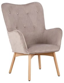 Πολυθρόνα 8009 Fylliana Βελούδο Μπέζ με Ξύλινα πόδια 67x72x97 εκ. 67x72x97 εκ.