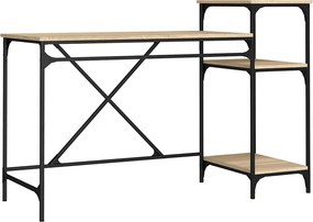 vidaXL Γραφείο με Ράφια Sonoma Δρυς 135x50x90 εκ. Επεξ. Ξύλο/Σίδηρος