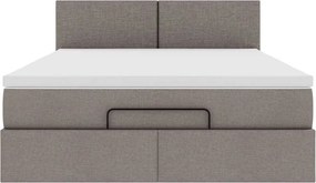 vidaXL Οθωμανικό κρεβάτι με στρώμα &amp; LEDs Taupe 140x200 cm Ύφασμα