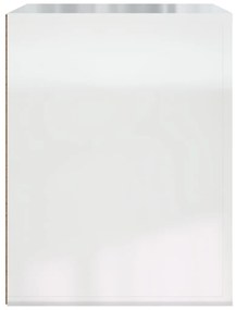 Κομοδίνο Επιτοίχιο Γυαλιστερό Λευκό 50 x 36 x 47 εκ. - Λευκό