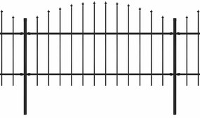 vidaXL Φράχτης Κήπου με Κορυφή Δόρυ από Ατσάλι, Μαύρος 1070x125 εκ.
