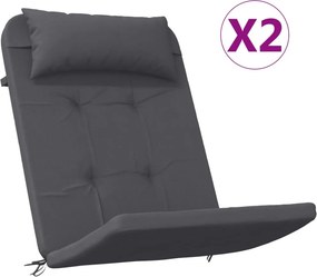 vidaXL Μαξιλάρια Καρέκλας Adirondack 2 τεμ. Ανθρακί από Ύφασμα Oxford