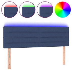 Κεφαλάρι Κρεβατιού LED Μπλε 144x5x78/88 εκ. Υφασμάτινο 3121756