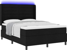 vidaXL LED Κρεβάτι με βάθρο με στρώμα Μαύρο 140 x 200 cm ύφασμα