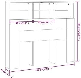 vidaXL Κεφαλάρι Με Αποθηκευτικό Χώρο Μαύρο 120 x 19 x 103,5 εκ.