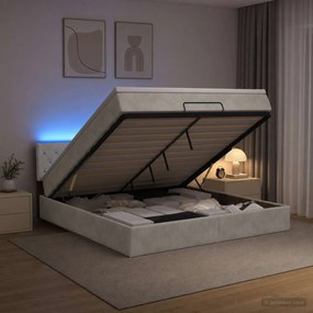 VidaXL Κρεβάτι Ottoman με Στρώμα και LED Ανοιχτό γκρι 180 x 200 cm