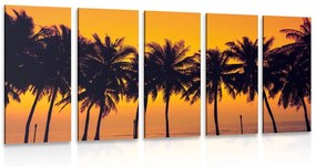Εικόνα 5 μερών ηλιοβασίλεμα πάνω από φοίνικες - 100x50