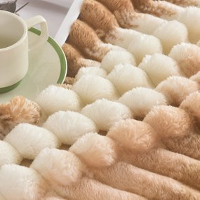 Κουβέρτα Fleece-Δίχρωμο Ριγέ Καπουτσίνο flc17 - 1.60x2.20