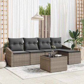 vidaXL Σετ Καναπέ με μαξιλάρι 6 pcs Γκρι συνθετικό ρατάν