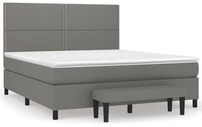 vidaXL Κρεβάτι Boxspring με Στρώμα Σκούρο Γκρι 180x200 εκ Υφασμάτιν