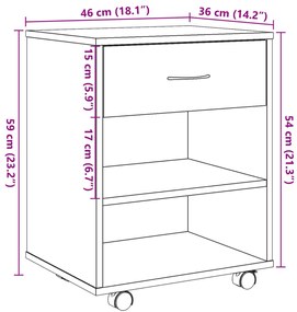Ντουλάπι Τροχήλατο Παλιό Ξύλο 46 x 36 x 59 εκ. από Μοριοσανίδα - Καφέ