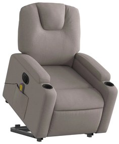 vidaXL Πολυθρόνα Μασάζ Ηλεκτρική Ανακλ.Taupe Υφασμάτινη