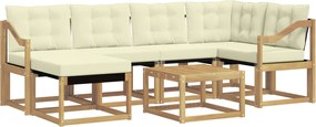 vidaXL Σειρά Καναπέ Εξωτερικού με μαξιλάρι 7 pcs Λευκό και Κρεμ
