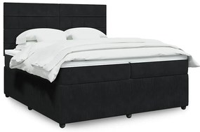 vidaXL Κρεβάτι Boxspring με Στρώμα Μαύρο 200x200 εκ. Βελούδινο