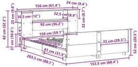 Σκελετός Κρεβ. Χωρίς Στρώμα Λευκό 150x200 εκ Μασίφ Πεύκο - Λευκό