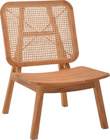 Πολυθρόνα Viborg pakoworld φυσικό teak ξύλο-φυσικό rattan 60x75x87εκ