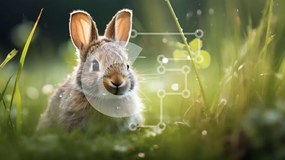 Σετ των 2 Intra Συλλεκτικό Ξύλινο Παζλ Plywood 4mm - Περίεργο λαγουδάκι που κάθεται στο γρασίδι Σε Ξύλινο Κουτί - Διαστάσεις: 10x10 cm – 25 κομμάτια