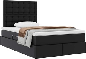 vidaXL Κρεβάτι Αποθήκης Μαύρο 120 x 190 cm Τεχνητό Δέρμα
