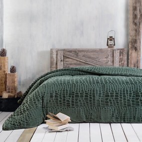 Κουβερτοπάπλωμα Croco Velvet Green Ρυθμός Υπέρδιπλο 220x240cm Βελούδο