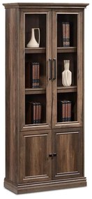 Bookcase Mozart with glass walnut 78.5x38x188cm 78x38x188 εκ.