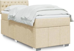 vidaXL Κρεβάτι Boxspring με Στρώμα Κρεμ 80 x 200 εκ. Υφασμάτινο