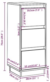 Ντουλάπι 32 x 34 x 75 εκ. από Μασίφ Ξύλο Πεύκου - Καφέ