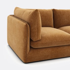 Τριθέσιος αρθρωτός καναπές με πουφ, από μελανζέ πολυεστέρα, MALO