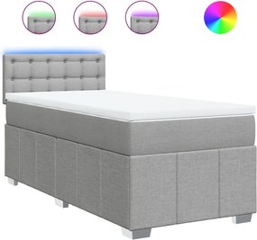 vidaXL Κρεβάτι Boxspring με Στρώμα Ανοιχτό Γκρι 80x200 εκ. Υφασμάτινο
