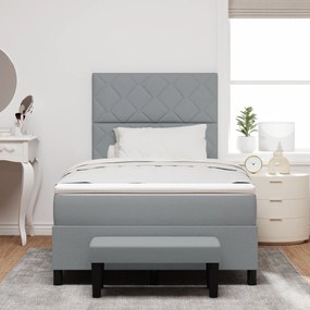 vidaXL Κρεβάτι Box Spring με Στρώμα & Πάγκο Ανοιχτό Γκρι 120x200 εκ. Ύφασμα