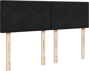vidaXL Κρεβάτι Boxspring με Στρώμα Μαύρο 140x190 εκ. Βελούδινο
