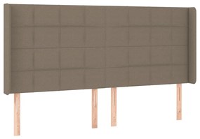 vidaXL Κρεβάτι Boxspring με Στρώμα &amp; LED Taupe 200x200 εκ. Υφασμάτινο