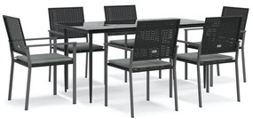 vidaXL Σετ Τραπεζαρίας Κήπου 7 τεμ. Συνθ. Ρατάν / Ατσάλι με Μαξιλάρια