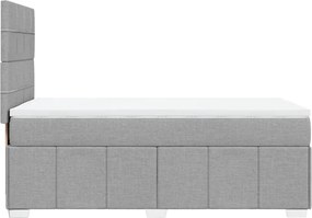 vidaXL Κρεβάτι Boxspring με Στρώμα Ανοιχτό Γκρι 90x200 εκ. Υφασμάτινο