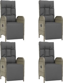 vidaXL Σετ Τραπεζαρίας Κήπου 5 τεμ. Γκρι Συνθ. Ρατάν με Μαξιλάρια