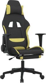 vidaXL Καρέκλα Gaming Μαύρη/Αν. Πράσινο Ύφασμα με Υποπόδιο