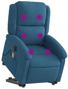 vidaXL Πολυθρόνα Μασάζ Ηλεκτρική Ανακλ. Μπλε Βελούδινη