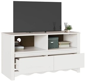 vidaXL Τηλεοπτική Βάση Λευκό 99 x 43 x 55 εκ. Μασίφ ξύλο πεύκου