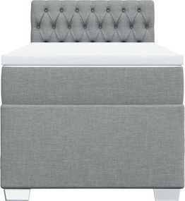 vidaXL Κρεβάτι Boxspring με Στρώμα Ανοιχτό Γκρι 90x200 εκ. Υφασμάτινο