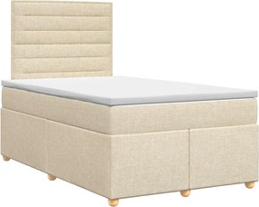 vidaXL Κρεβάτι box spring με στρώμα Κρεμ 120 x 190 cm Ύφασμα