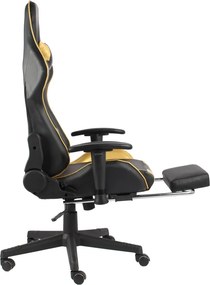 vidaXL Καρέκλα Gaming Περιστρεφόμενη με Υποπόδιο Χρυσή PVC