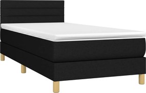 vidaXL Κρεβάτι Boxspring με Στρώμα Μαύρο 90x190 εκ.Υφασμάτινο