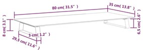 Βάση Οθόνης Μαύρη 80x35x8 εκ. από Ψημένο Γυαλί και Μέταλλο - Μαύρο