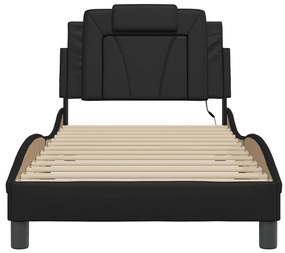 vidaXL Πλαίσιο Κρεβατιού με LED Μαύρο 80x190 εκ. Συνθετικό Δέρμα