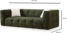 Τριθέσιος Καναπές Πράσινο CADY 235x100x72