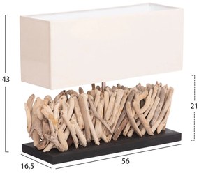 Επιτραπέζιο Φωτιστικό TWIGGY C4434 Ορθογώνιο Driftwood Φυσικό - Λευκό Καπέλο 56x16,5x43Υ εκ. 56x16.5x43 εκ.
