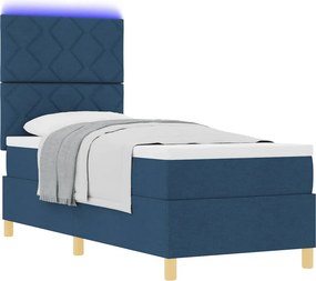 vidaXL LED Κρεβάτι με βάθρο με κεφαλάρι Μπλε 80 x 200 cm ύφασμα