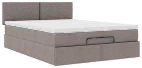 vidaXL Οθωμανικό κρεβάτι με στρώμα Taupe 140x200cm ύφασμα