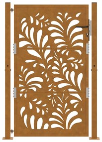 Πύλη κήπου 105x155 cm από καιρικό χάλυβα με σχέδιο κύματος - Καφέ