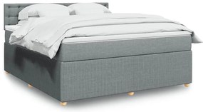 vidaXL Κρεβάτι Boxspring με Στρώμα Ανοιχτό Γκρι 180x200 εκ. Υφασμάτινο