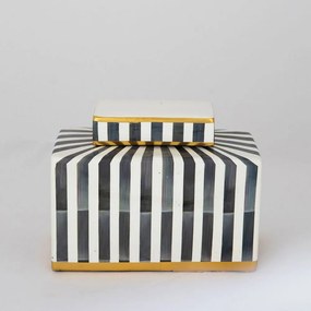 Βάζο Διακοσμητικό Με Καπάκι 752-20098 20,5x9x16cm White-Navy Estheti Home Κεραμικό